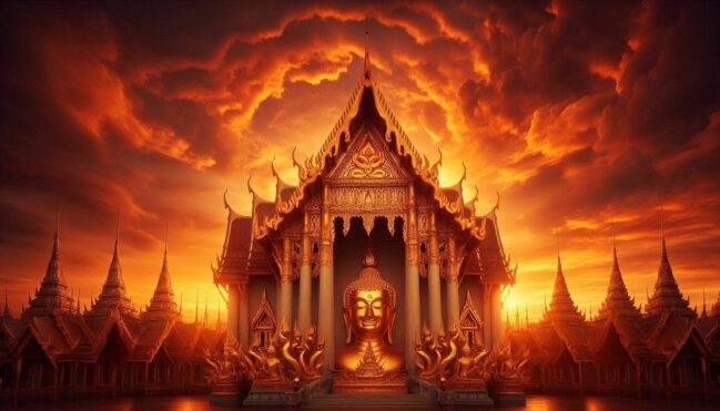 Thai Temple with Buddha AI Art